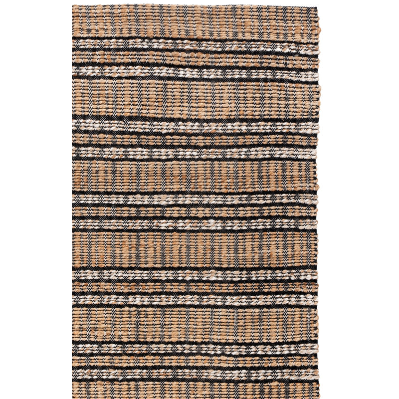 Tapis noir / naturel beige tissé à plat Giannopoulos, Rectangle 4 pi x 6 pi