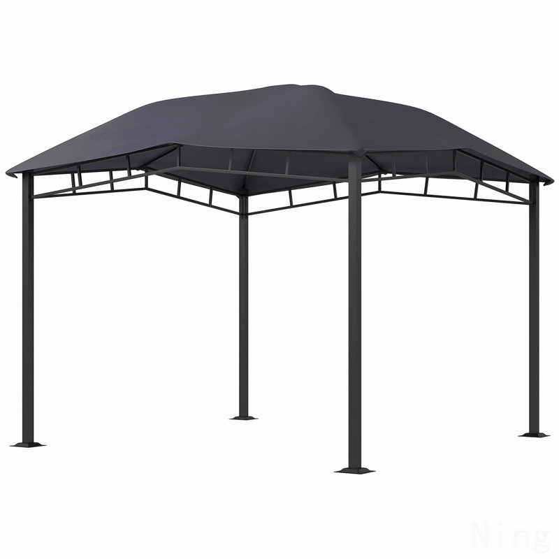 Pavillon de jardin en acier 10 x 10 pi, pour l'extérieur avec toit à motif géométrique (gris)