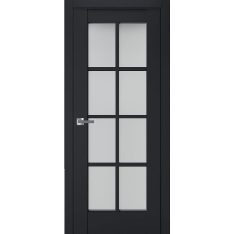 Porte intérieure française pleine prémontée, verre dépoli, Veregio 7412 Anthracite, panneau simple, cadre, poignées, pour salle de bain ou chambre, portes robustes - 91,4 cm x 243,8 cm