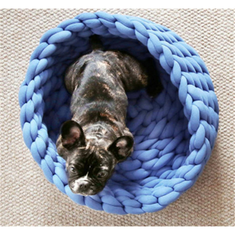 Tapis de lit pour animal de compagnie, Moyen (l 17 po x P 17 po x H 7,9 po), Bleu foncé