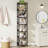 78.7" Extra Tall 7-Tier Rustic Brown Narrow Corner Bookshelf Storage Display Rack For Living Room