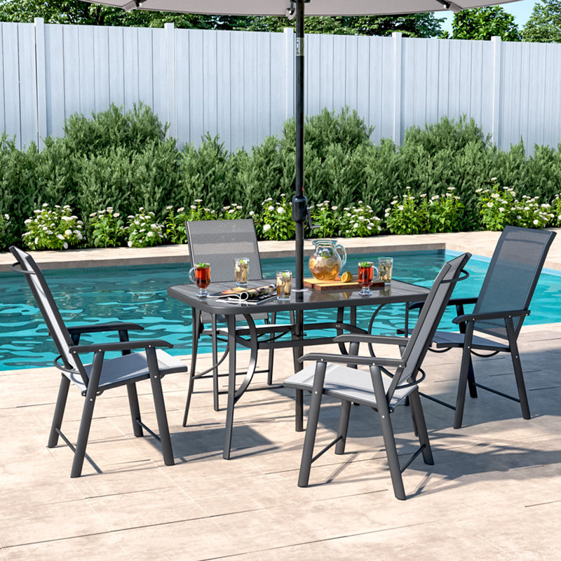 Rectangular Outdoor Table, 72.5cm H x 120cm W x 80cm D, Black