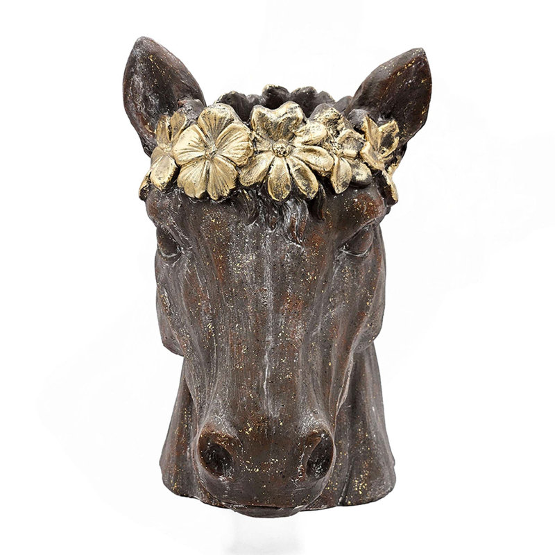 Pot de fleurs décoratif à tête de cheval pour l'intérieur et l'extérieur