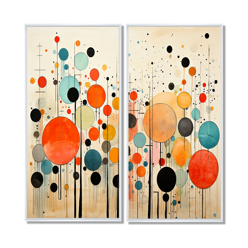 Vert beige rétro Mid-Century abstrait I - art mural vert, H 32 po x l 32 po, Reproduction encadrée sans passe-partout, Blanc