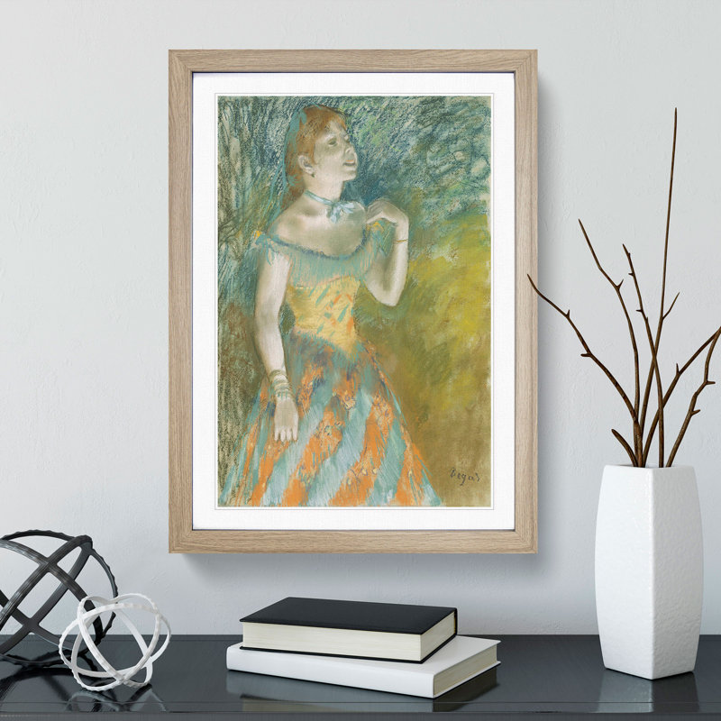 The Singer in Green by Edgar Degas - Framed Print, 36cm H x 27cm W x 2cm D, Oak Framed