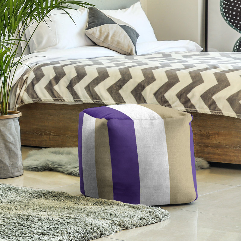 Repose-pieds cube la ours college stripes, Mauve / blanc / or