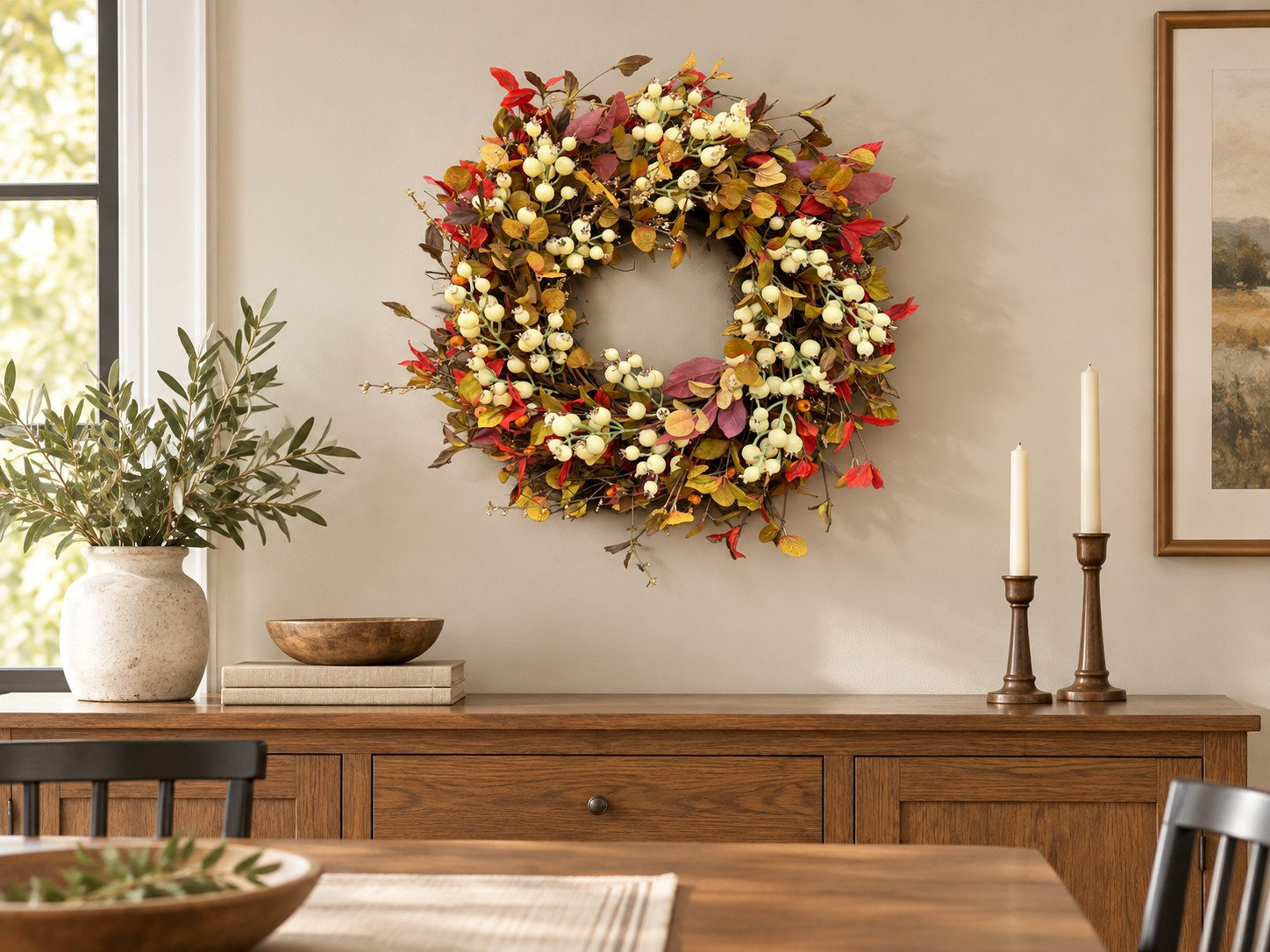 24'' Thanksgiving Wreath, White;Orange