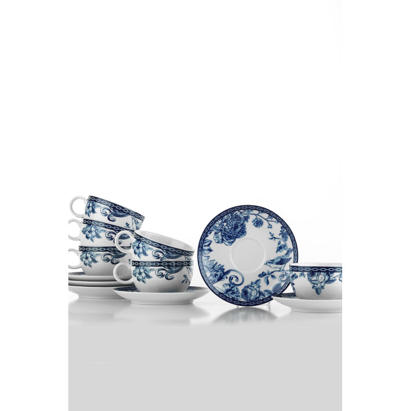 Fihria Porcelain Teacup and Saucer, Blue