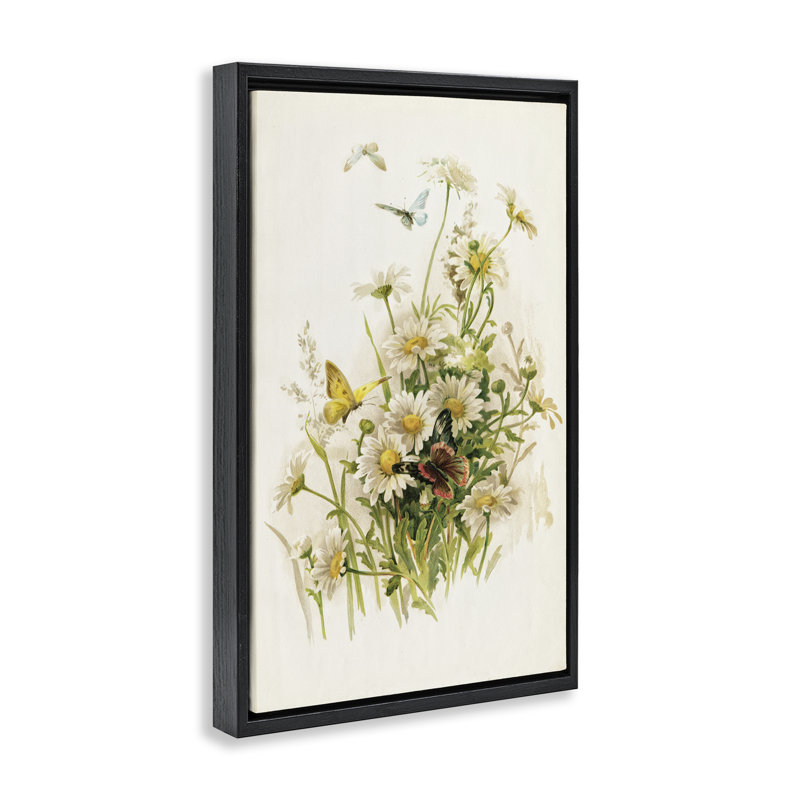Toile flottante encadrée "Spring Pickings Florals" par Piddix, H 25 po x l 17 po, Cadre flottant noir de jais