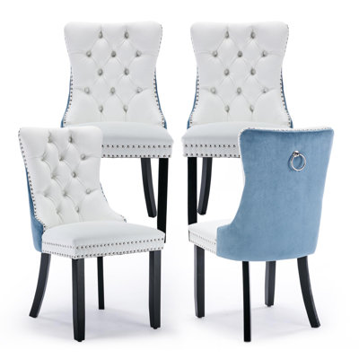 Dining Chairs, Upholstered High-end Tufted Dining Room Chair with Nailhead Back Ring