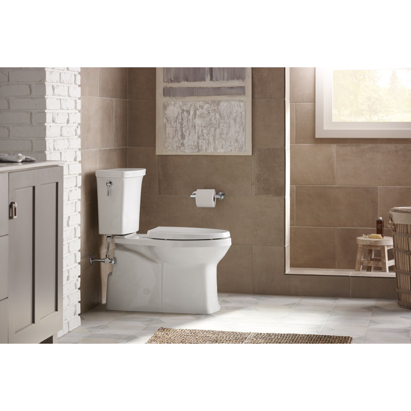 Corbelle™ 1.28 GPF Water Efficient Elongated Two-Piece toilet (Seat Not Included), Left-Hand, White