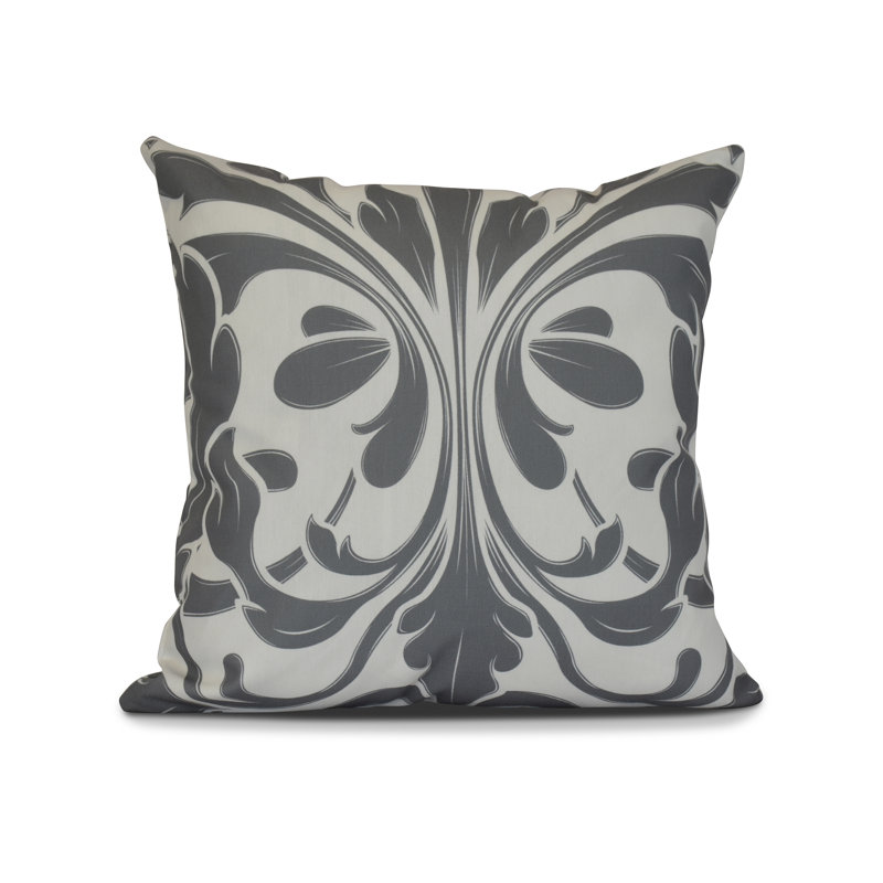 Tropical Resort Damask Reversible Throw Pillow, 18" x 18" , Gray Floral