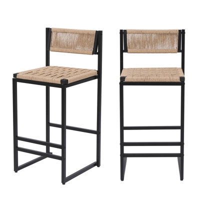 Set Of 2 Woven Bar Stools 