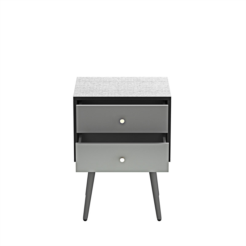 Table de chevet 2 tiroirs en gris foncé