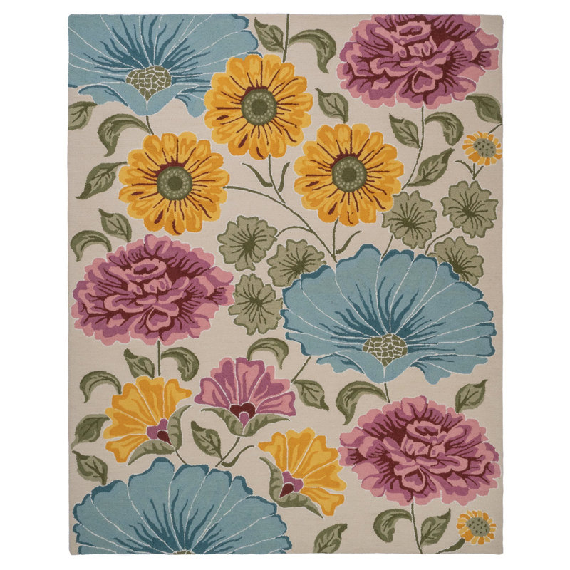 Performance Hand Tufted Wool Floral Indoor Rug, Rectangle 5' x 8'