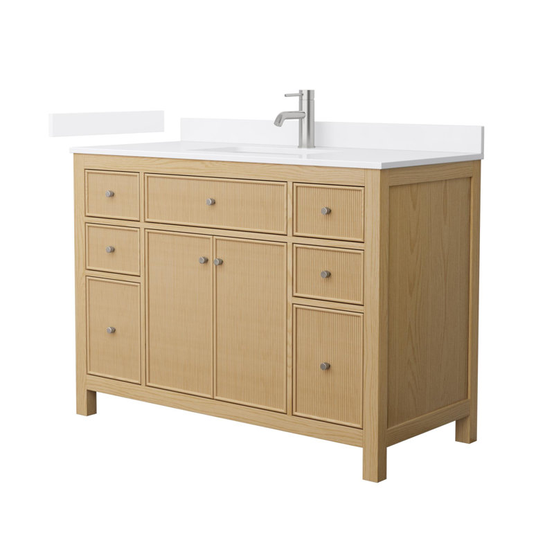 Pendry 48" Freestanding Single Bathroom Vanity with Cultured Marble Top, Single Hole, Brushed Nickel, 48"