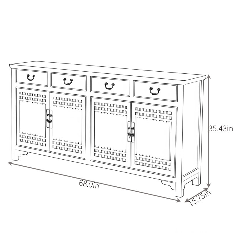 Large-Capacity Solid Wood Sideboard