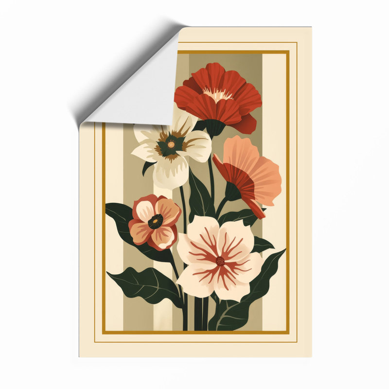 Five Flowering Stems Botanical - Framed Print, A4 - 29.7 x 21.0 cm, Unframed