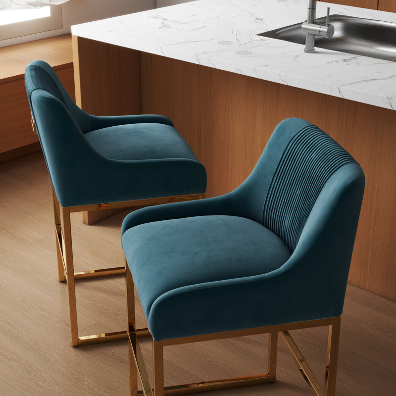 Tabouret de comptoir 26 po Zanthia, Sarcelle, 2