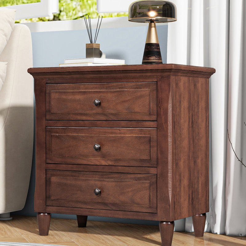 Armoire de chevet 3 tiroirs Alvira Brown
