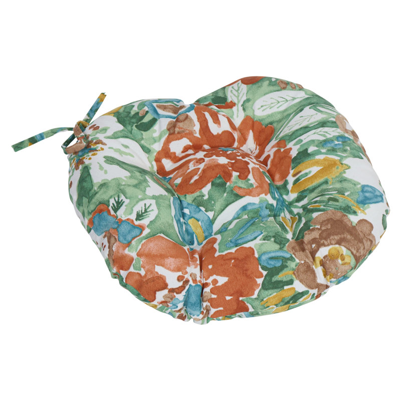 Coussins de chaise d'extérieur touffetés de 16 pouces (ensemble de 4), Blanc / brume soleil rivière florale
