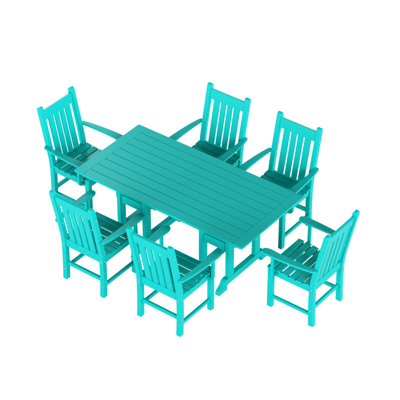 Laguna 6 - Person Patio Dining Set with Rectangular Table, Turquoise