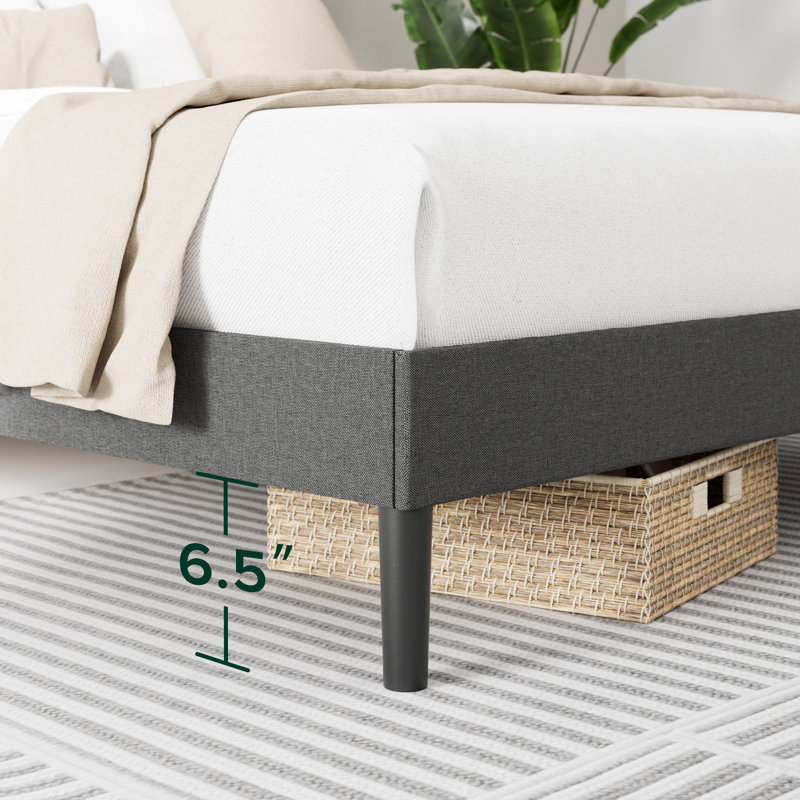 Beda Upholstered Bed Frame with Padded Tufted Headboard, Double (4'6), Grey