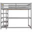 Lit mezzanine simple avec tablettes de rangement et bureau, gris et bois massif-1605930941-1605930938
