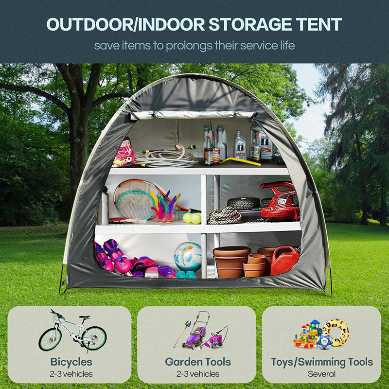 Outdoor Bike Storage Tent Bicycle Shelter With Carry Bag, Dark Gray
