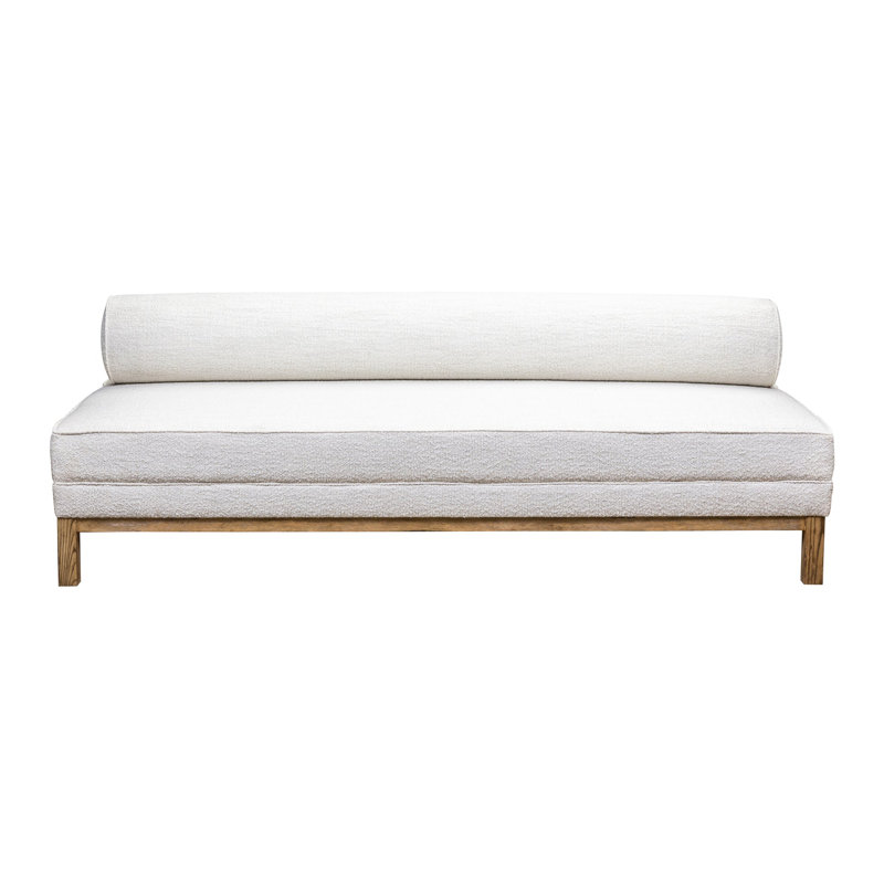 Metairie Upholstered Daybed Ottoman, Medium Yellow Wood, Del Ray Pearl Polyester Blend