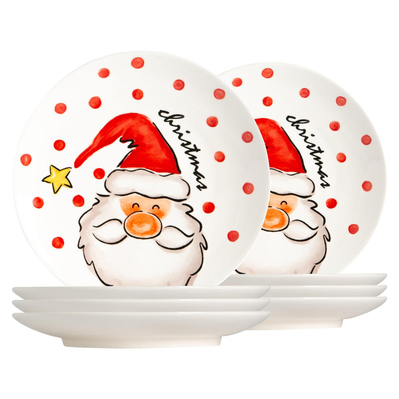 Nicola Spring - Father Christmas Dinner Plate - 25.5cm - White