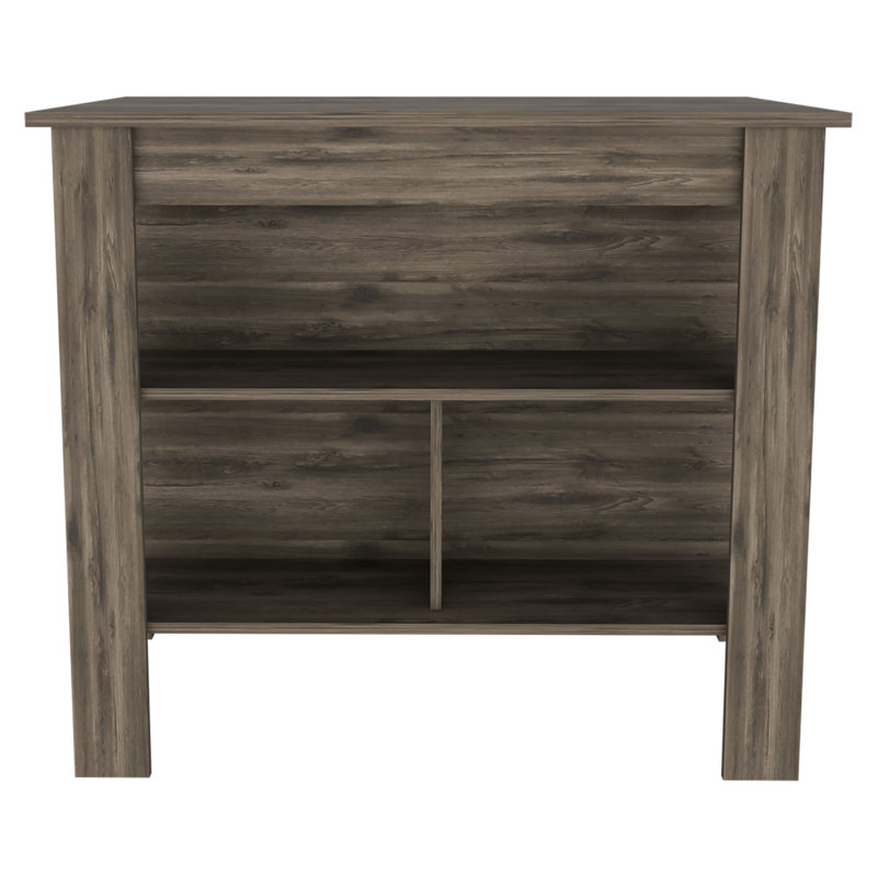 Cala Kitchen Island, Four Legs, Three Shelves, Brown