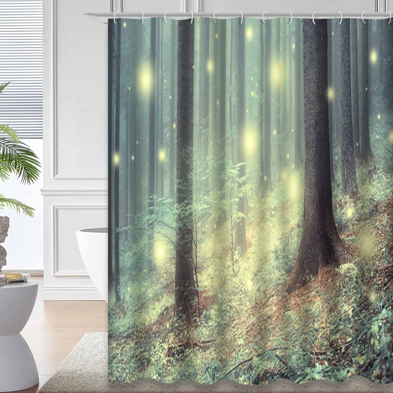 Rideau de douche avec 12 crochets Lovely Foggy Forest, L 72 po x l 72 po