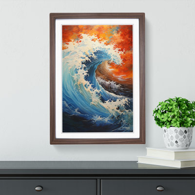 XYZ-FRM-V1223-6448 Wave Japanese Action Painting No.2 - Single Picture Frame Print on Wood