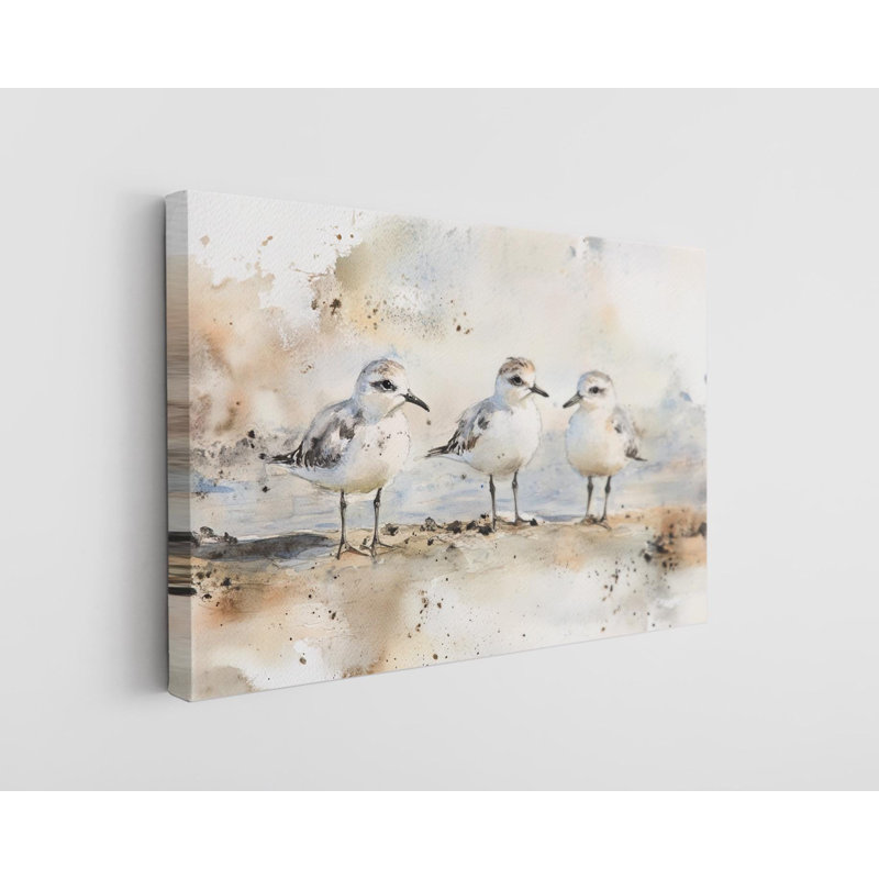 Reproduction d'art sur toile, oiseaux de plage, reproduction de nature côtière pour le bureau à domicile, H 24 po x l 36 po