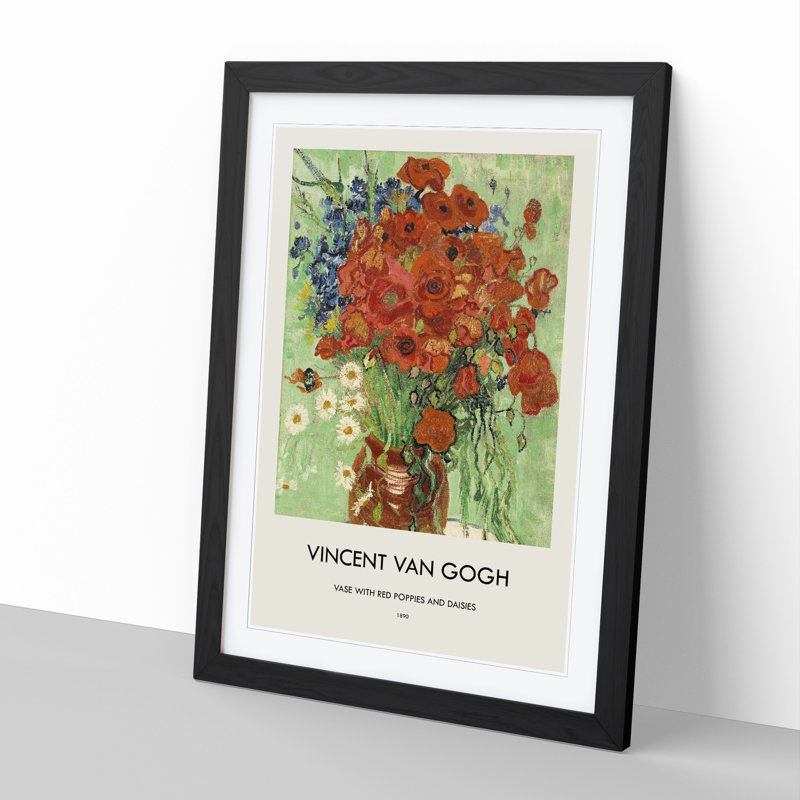 Still Life With Daisys by Vincent Van Gogh - Single Picture Frame Print, Black Framed, 65cm H x 48cm W x 2cm D
