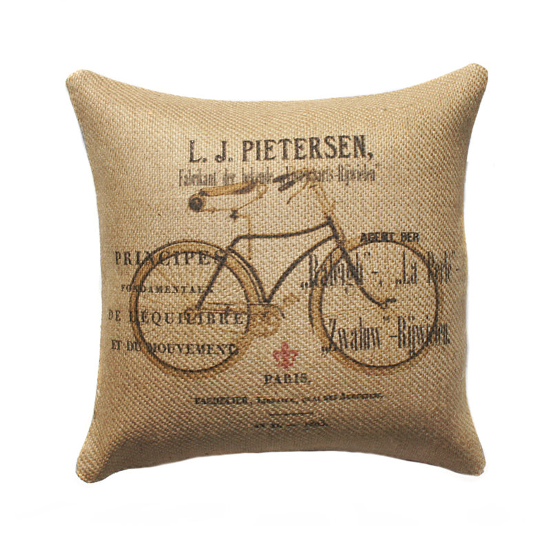 French Bike Square Throw Pillow