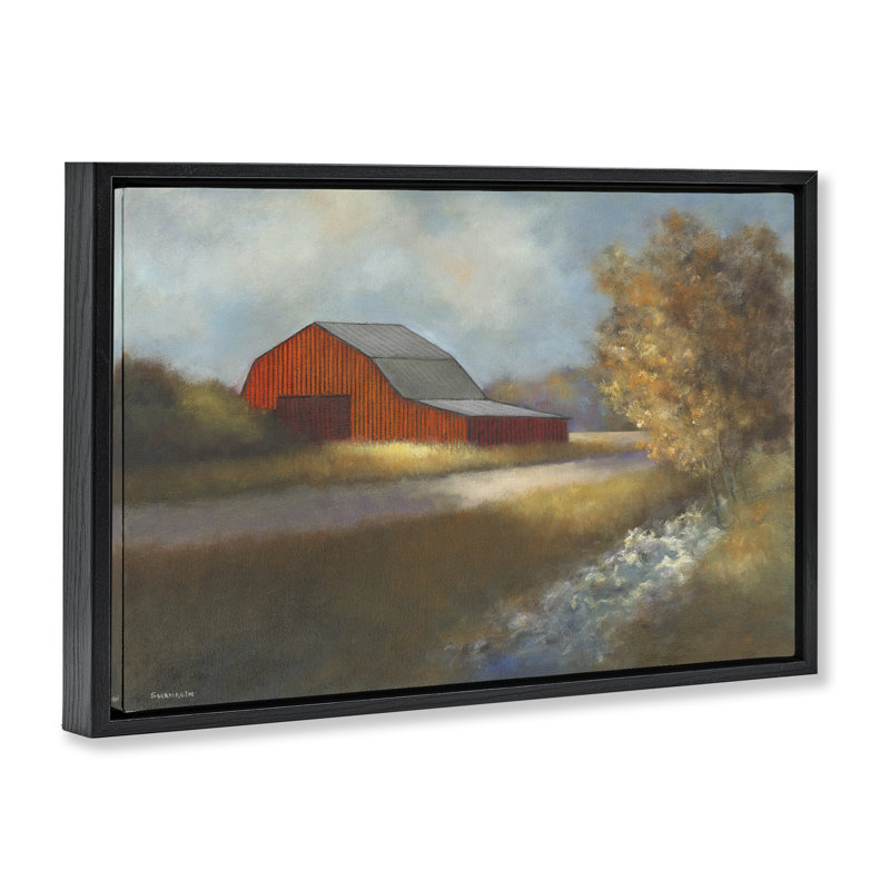 Toile flottante encadrée «Traditional Traditional Barn» par David Swanagin, Cadre flottant noir de jais, H 17 po x l 25 po