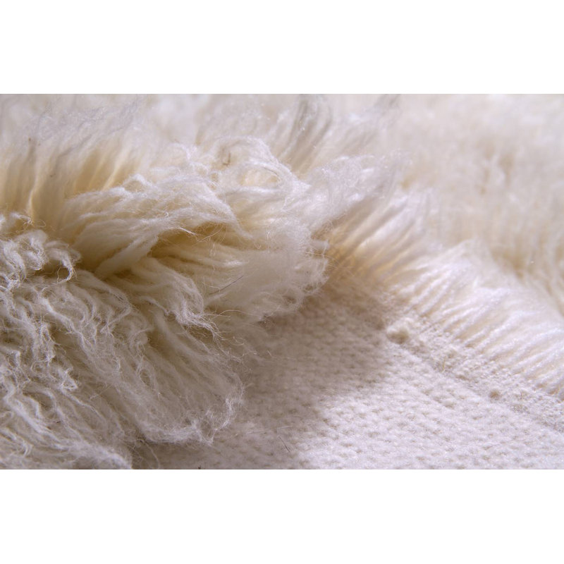 Jeffry Flokati Wool Ivory Rug, Round 110cm