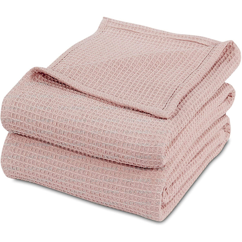 Couverture en coton, Grand, Tissage gaufré bourgogne, 5