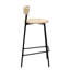 Tabourets de bar tissés à la main avec dossier, ensemble de 2 tabourets ronds en corde de papier avec repose-pieds pour îlot de cuisine et salle à manger-2104938826
