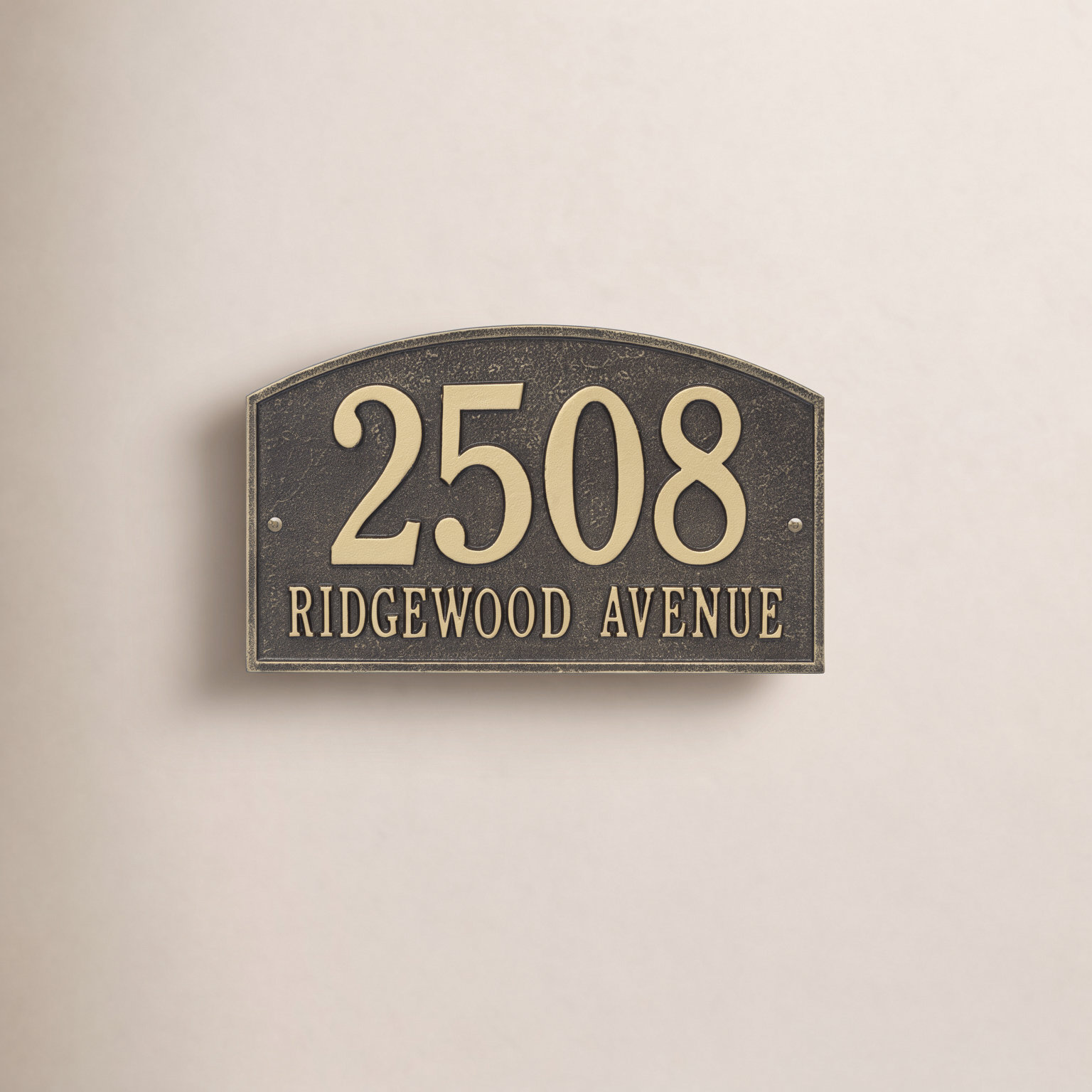 Legacy 2-Line Wall Address Plaque, Yes, Antique Brass