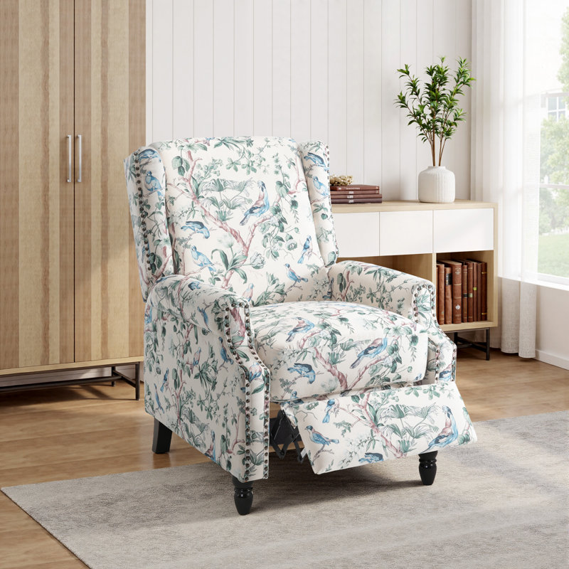 29.13cm Wide Standard Recliner, Blue/Beige Animal Print
