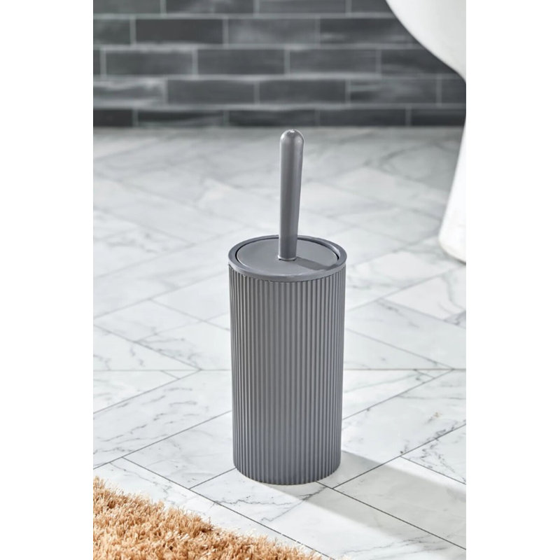Durable Toilet Brush with Holder, Grey, 6.9 x 2.8 inches | 100% Plastic, Dishwasher Safe | Ideal for Easy Cleaning and Hygiene, Sleek Design for Modern Bathrooms, Compact & Functional