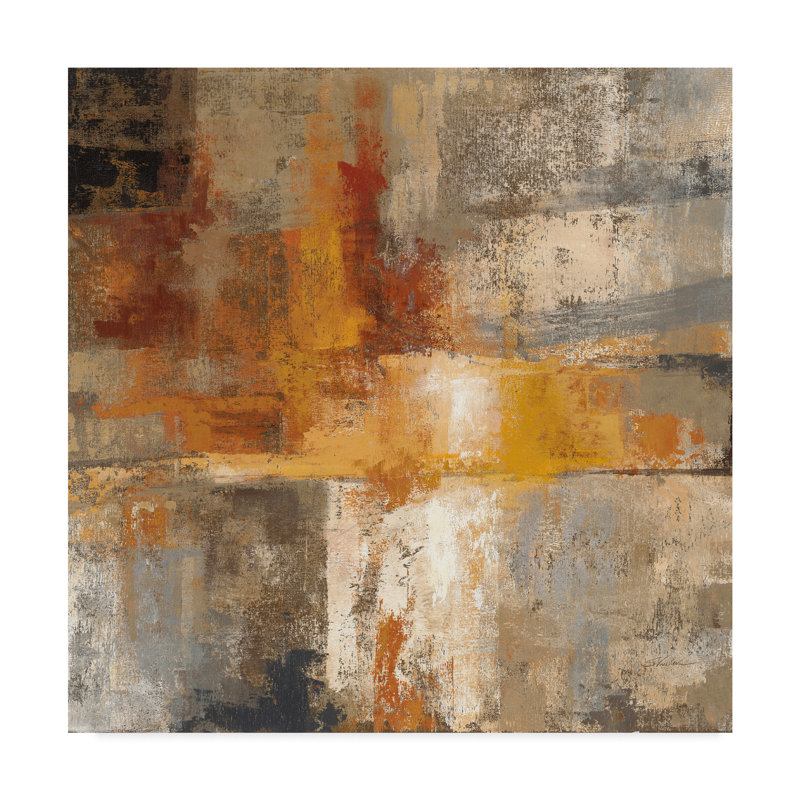 « argenté et ambre crop », reproduction de peinture à l’acrylique sur toile tendue, H 24 po x l 24 po x P 2 po