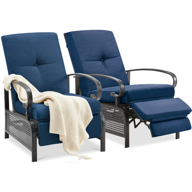 Fauteuil de patio inclinable avec coussins lausannois, Bleu