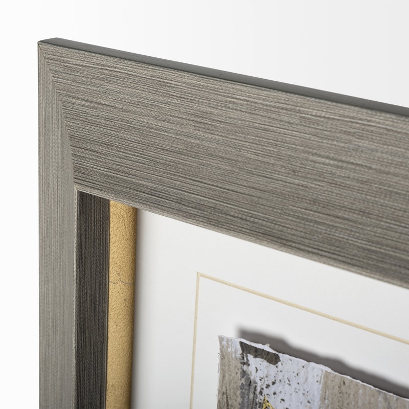 The Forest Neutral Hand Embelished Textured Framed Art Print Matted under Glass, The Forest IV Neutral