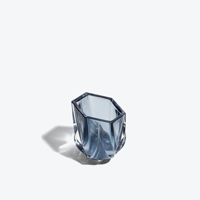 SHIMMER Tealight Candle Holder, Blue Polished Glass