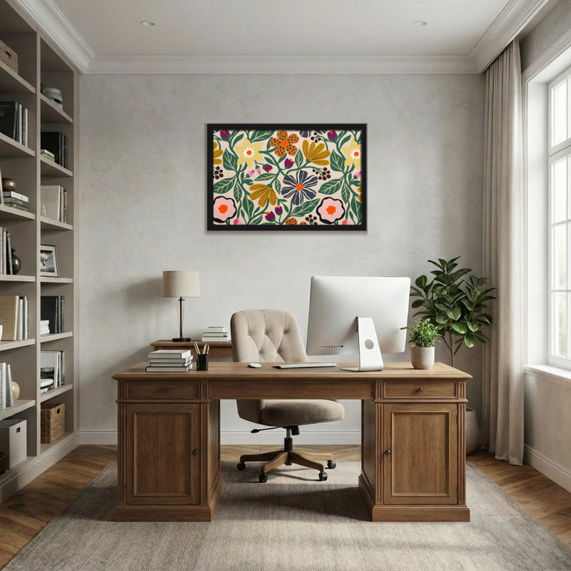 Motif floral de plantes et de fleurs avec des fleurs et des feuilles colorées