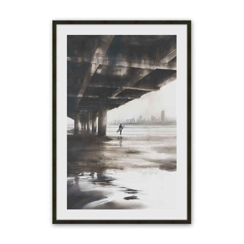 Under the Pier Framed Print, 25" H x 19" W, Satin Black